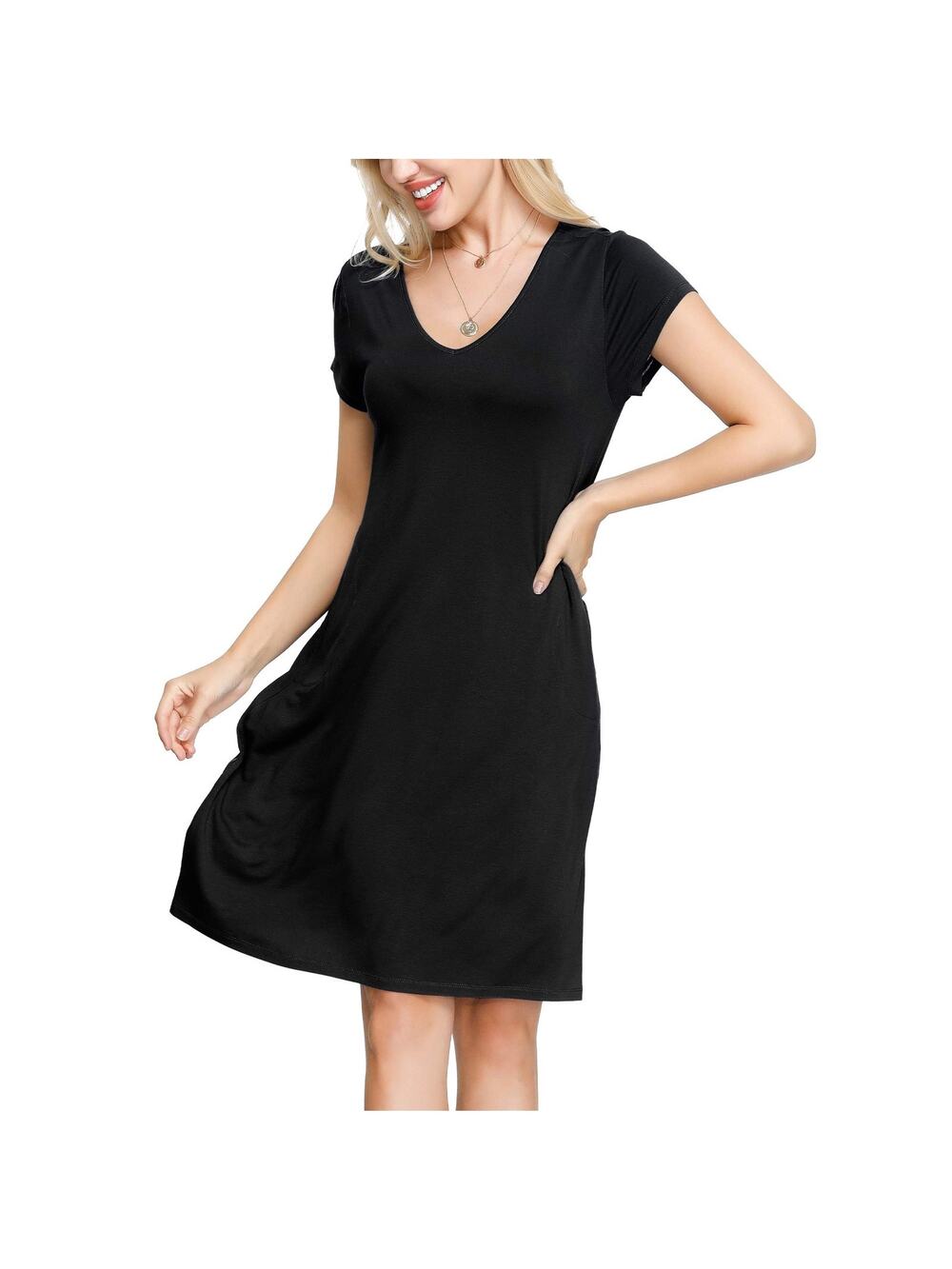 INK+IVY Women Swing Dress with Pockets Black Size S